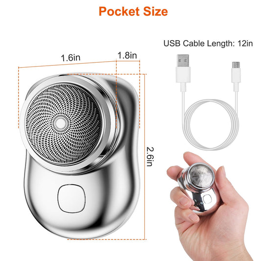 1 Set Electric Razor For Men Mini Shaver Portable Pocket Size Shaver USB Rechargeable Dry Usage For Home Travel Office