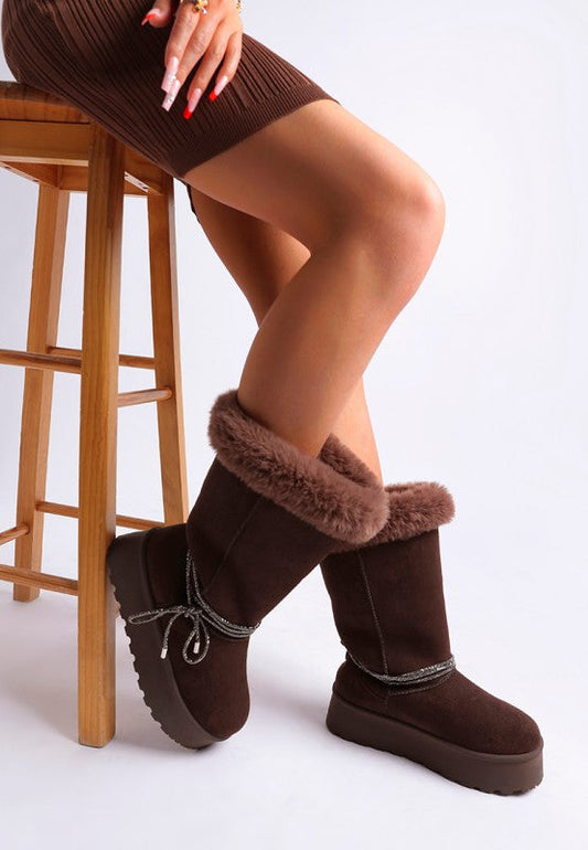 Olonya Fur Collar Anti-Skid Snow Boots