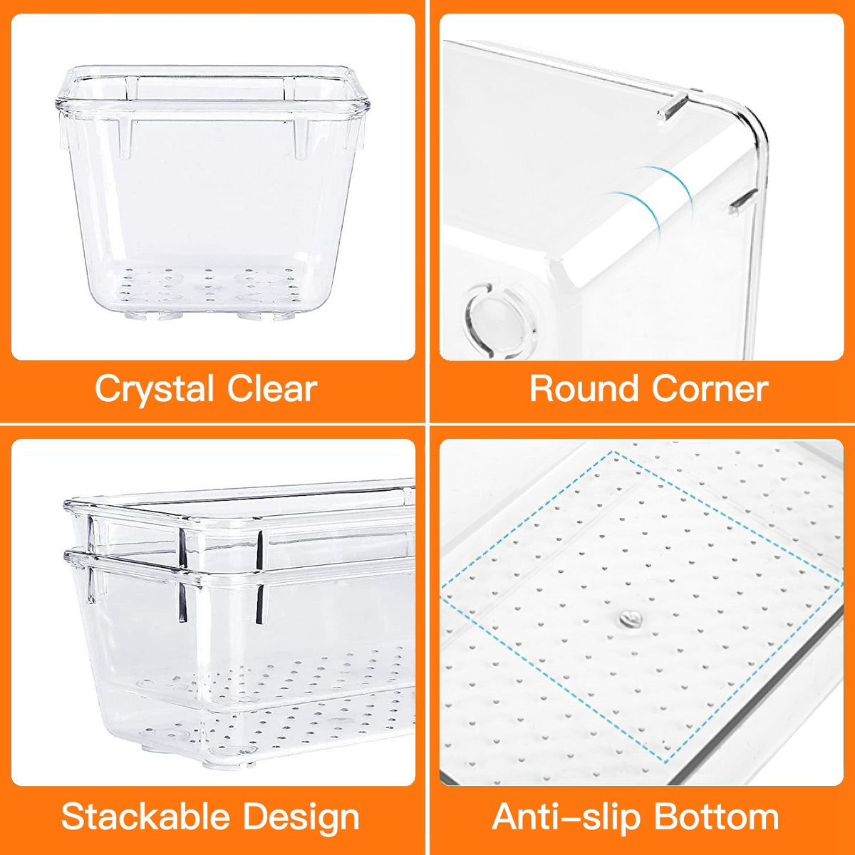 25-Piece Clear Drawer Organizer Set – 4 Sizes