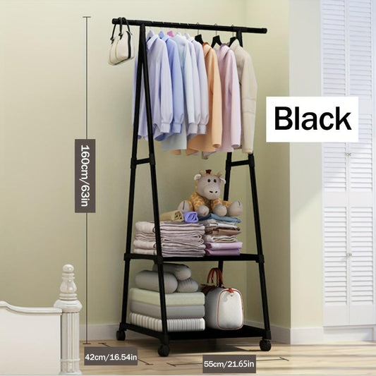 Multifunctional Metal Clothes Drying Rack With Edge, Home Kitchen Wardrobe Independent Triangle Movable Multi-layer Storage Rack