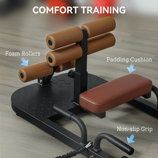 Foldable Sissy Squat Machine, Hip Thrust Machine with Push Up Stand, Multipurpose Glute Workout Equipment, Black