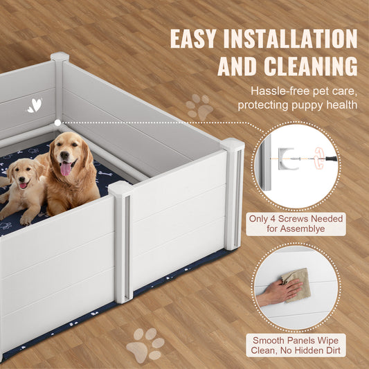 VEVOR Dog Whelping Box 48 X 48 X 18.1in PVC With Rails Pee Pad For Dogs Puppies