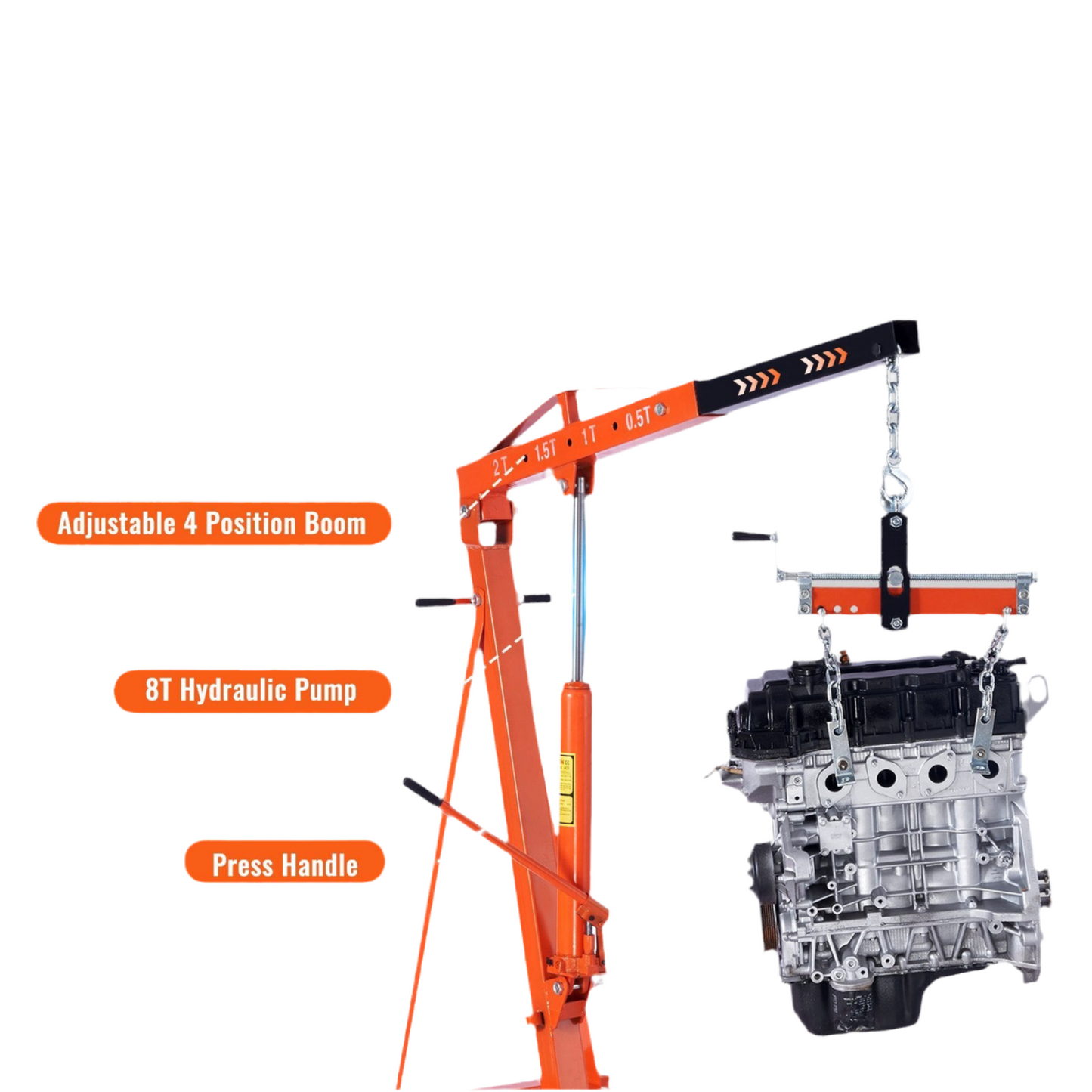Hydraulic Engine Hoist With Lever, 2 Ton 4400 LBS Heavy-duty Cherry Picker Shop Crane, Foldable Engine Crane And Engine Hoist Leveler For Auto Repair, Motors, Weights Lifting, Loading