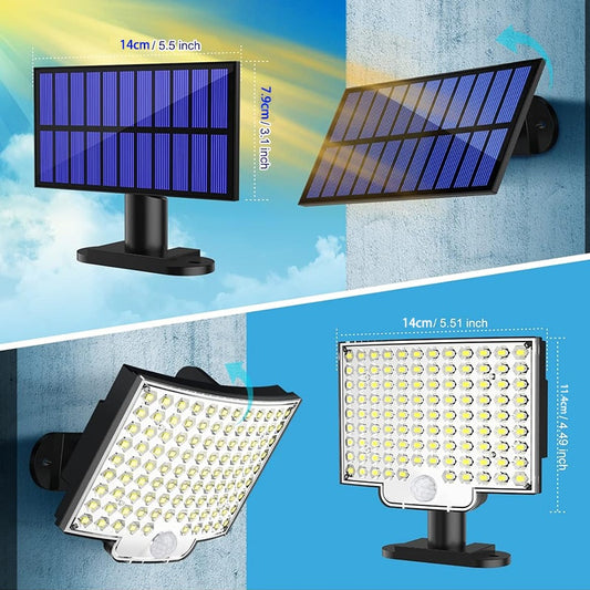 Solar Outdoor Lights Waterproof, LED Security Lights With 16.5 Ft Cable, Motion Sensor Lights, Flood Light For Streets, Courtyards,Parking Garages