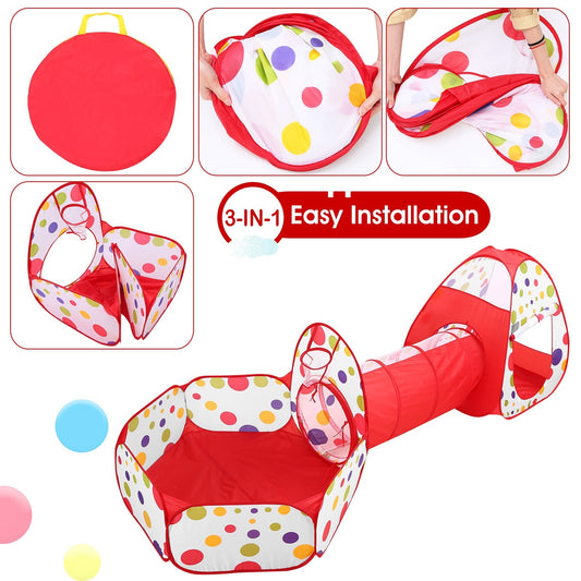 1Pc 3 In 1 Child Crawl Tunnel Tent Kids Play Tent With Storage Bag For Indoor Outdoor Travel Balls Not Included