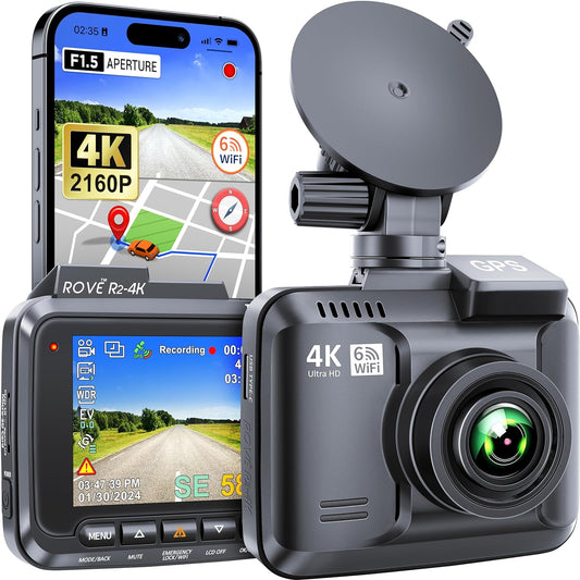 R2-4K Dash Cam 4K Ultra HD 2160P Car Dashboard Camera Built In Wi-Fi 6 & GPS