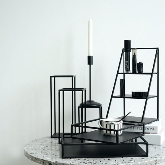Tea Break Dessert Rack Set Simple Modern Black Iron Cake Plate Marble Tray Creative Cake Rack
