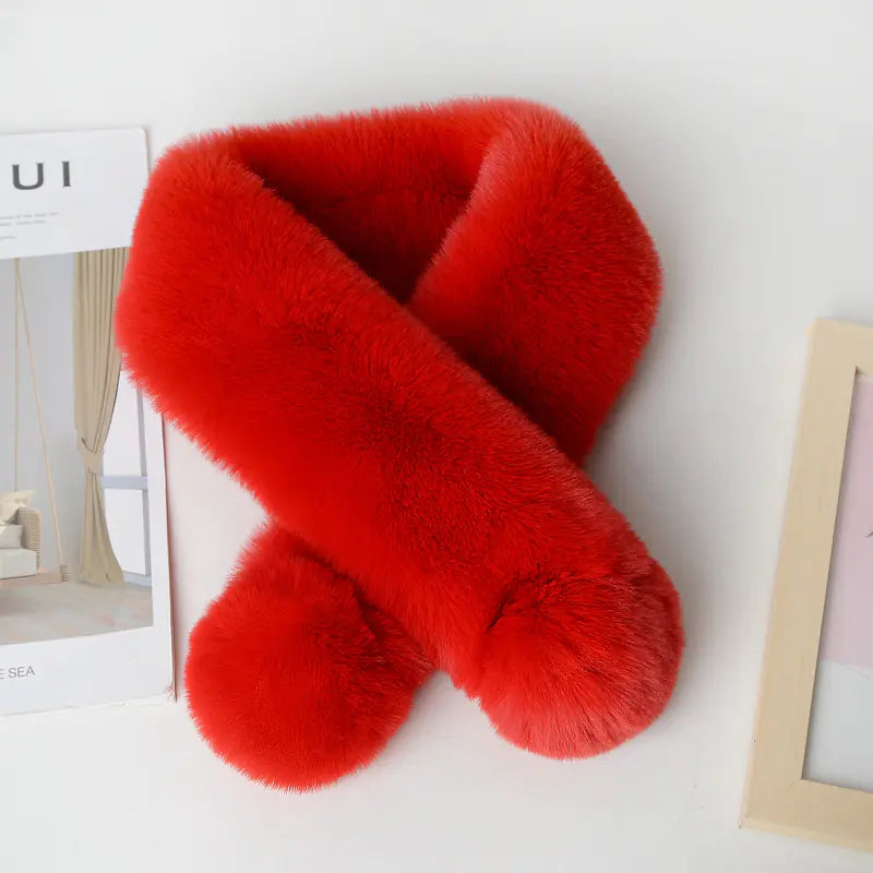 Faux Rabbit Fur Plush Scarf for Women - Winter Warmth