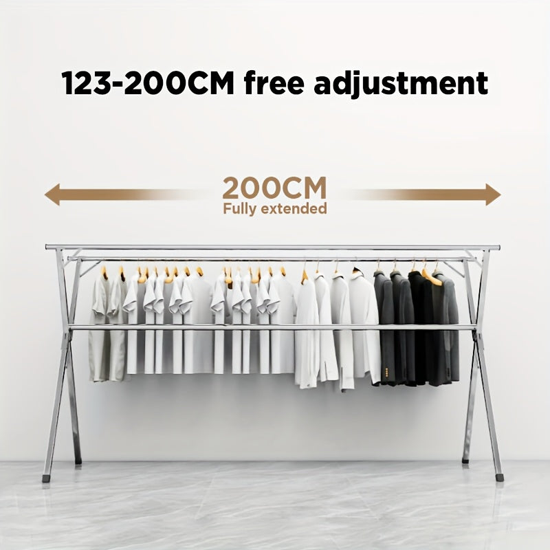 Extendable 48.4"-78.7" Folding Laundry Rack Indoor Outdoor Clothes Dryer