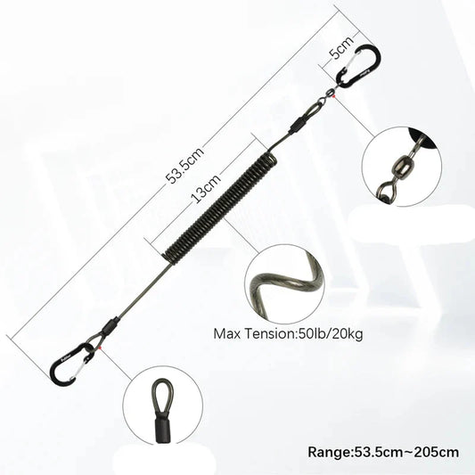 2 Meter Elastic Fishing Rod Strap with Metal Buckle