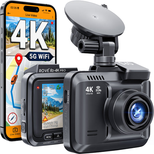 R2-4K PRO Dash Cam, Built-in GPS, 5G WiFi Dash Camera for Cars, 2160P UHD 30fps Dashcam with APP, 2.4" IPS Screen, Night Vision, WDR, 150° Wide Angle, 24-Hr Parking Mode, Supports 512GB Max