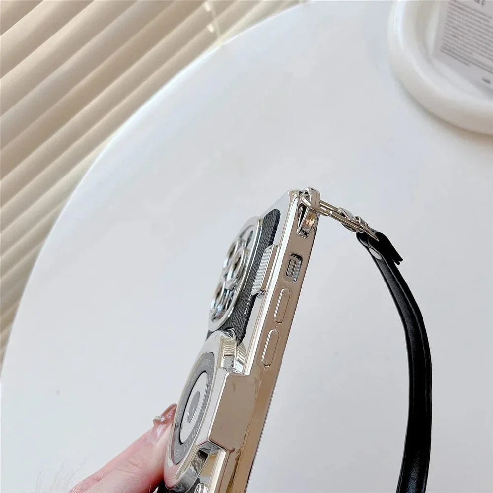 Luxury Retro Stereo Camera Lanyard iPhone Case