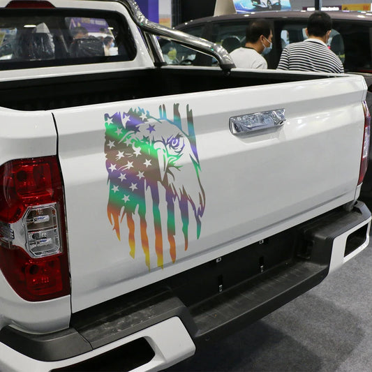 American Bald Eagle Flag Tailgate Decal – Pickup Truck Vinyl Sticker | Ford F-150, Tacoma, Hilux, D-Max, Dodge Ram