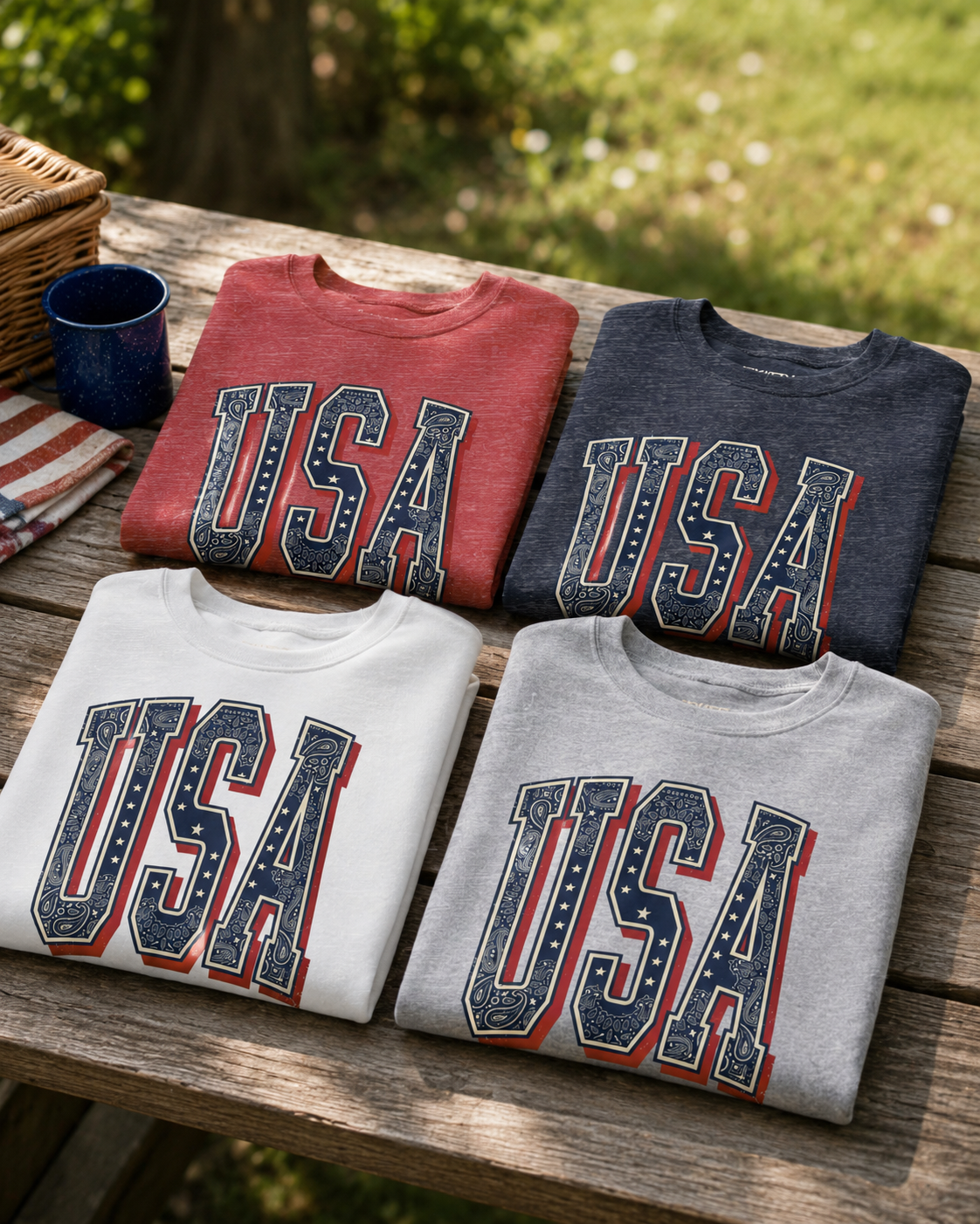 USA Varsity Embroidered Crewneck Sweatshirt | Vintage Patriotic Pullover