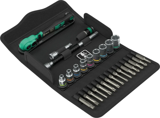 Wera 8100 SA 14 Zyklop Comfort Ratchet Set, 1/4" Drive, Metric, 28 Piece (05005541001)