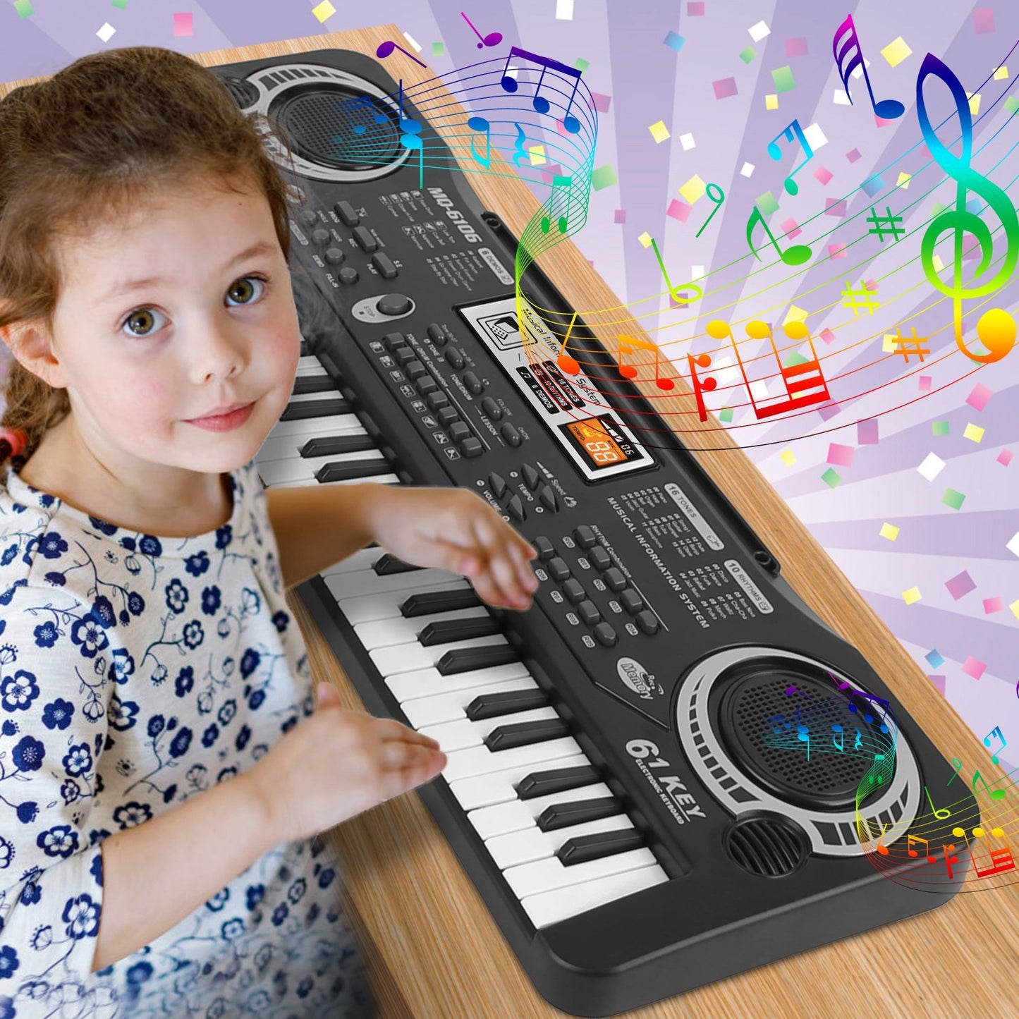 61 Keys Digital Music Electronic Keyboard Electric Piano Musical Instrument Kids Learning Keyboard With Microphone For Beginners Kids Girls Boys Adults