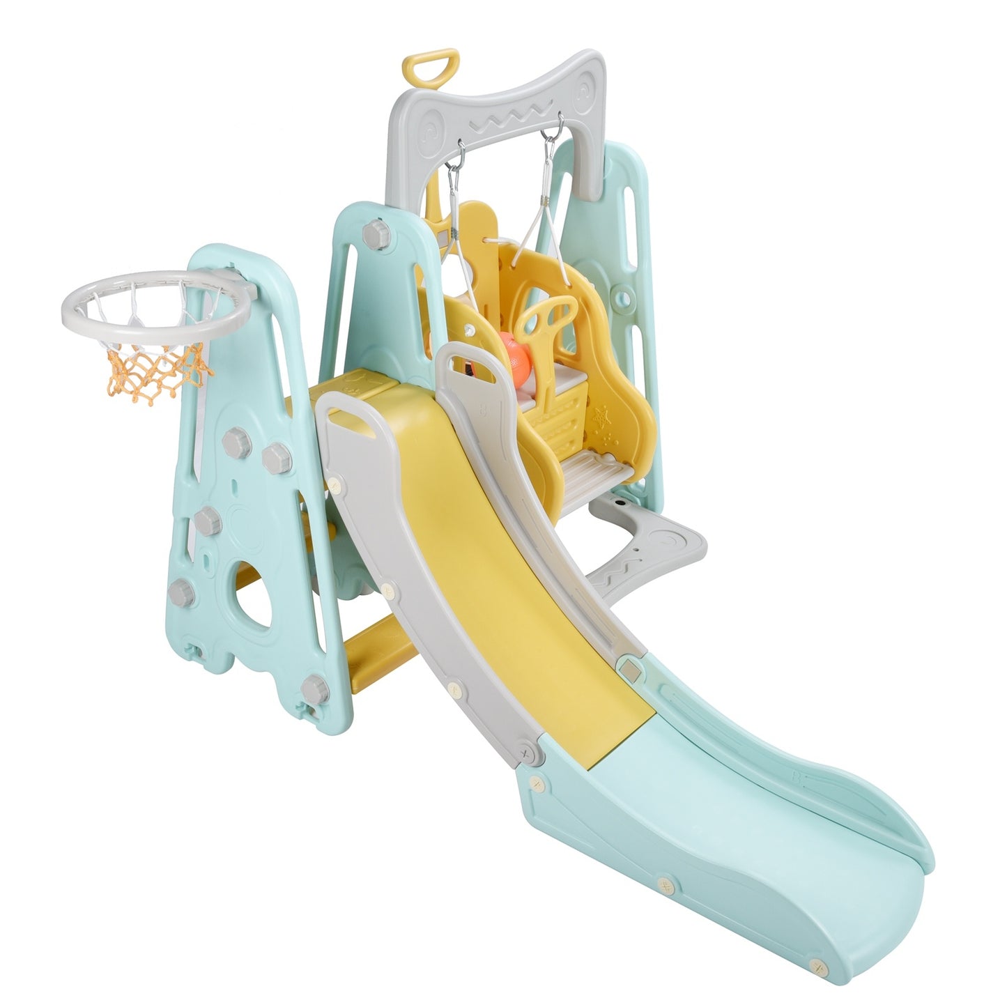 Kids Baby Toddler Climber Swing Set Long Slide Children Play Area for Outdoor IndoorStyle 1 Green