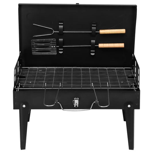 44x27x7cm Portable Square Charcoal Grill Black