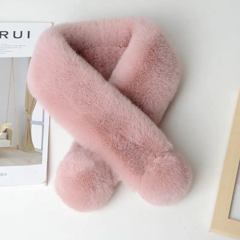 Faux Rabbit Fur Plush Scarf for Women - Winter Warmth
