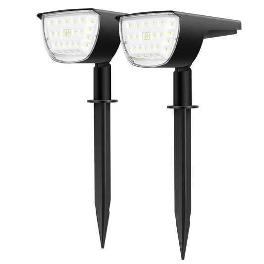 2Pcs 32 LEDs Solar Landscape Spotlights IP65 Waterproof With 3 Modes For Yard Garden Driveway Porch Walkway Pool Patio