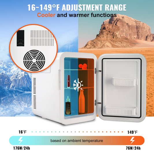 Mini Fridge For Bedroom, 20L Skincare Fridge With Touch Screen Temper Control, Outage Memory Small Beverage Refrigerator For Makeup Drink Food, AC DC Cooler Heater For Office Dorm Car, Black