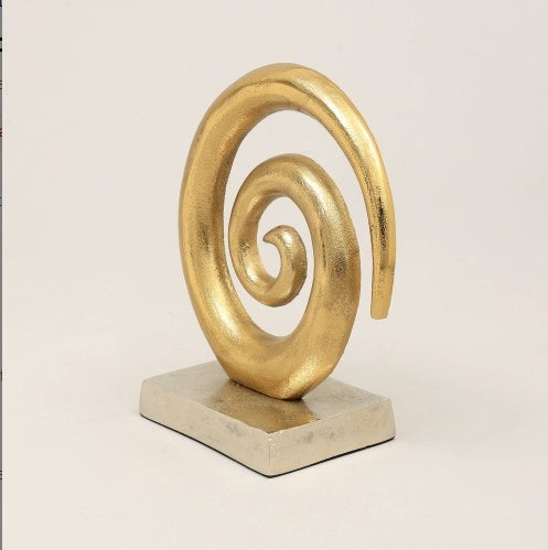 Spiral Design Aluminium Tabletop Decor With Base Gold Color