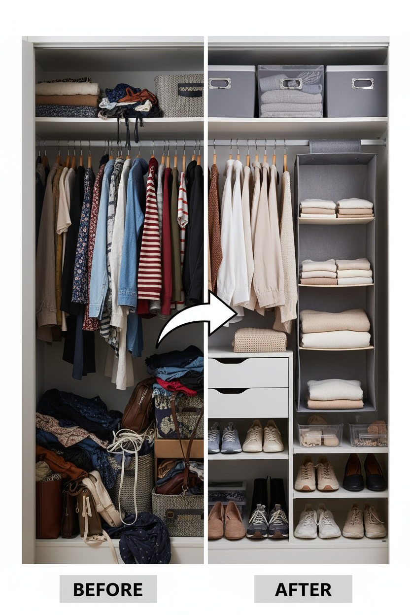 Hanging Closet Organizer – 3, 4 & 5 Layer, Beige & Grey
