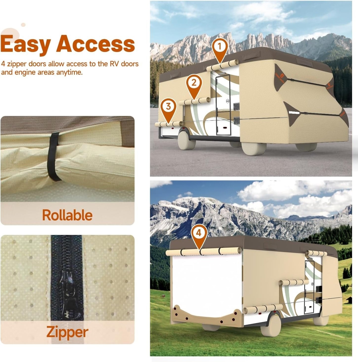 Class C RV Cover 2025 Upgraded Heavy Duty 7 Layers Top 3 Layers Side Windproof Breathable Class C Motorhome Camper Cover