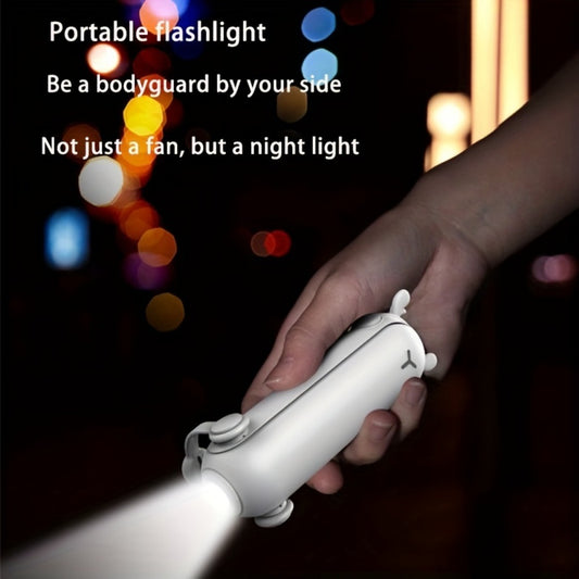 Random Color Portable Folding Handheld Fan USB Multifunctional Charging Treasure Flashlight 3-in-1 Mini Fan