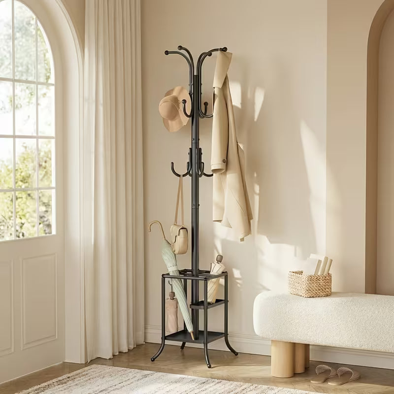 Freestanding Coat Rack Stand with Umbrella Storage Base