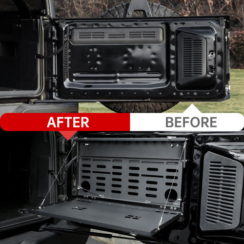 Tailgate Table Molle Panel For Ford Bronco 2021-2024 2-Tier Foldable Rear Storage Cargo Rack Shelf Camping Desk