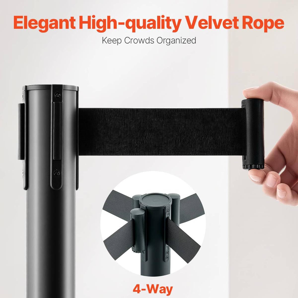 6pcs Crowd Control Stanchions with 6.5ft Retractable Belt