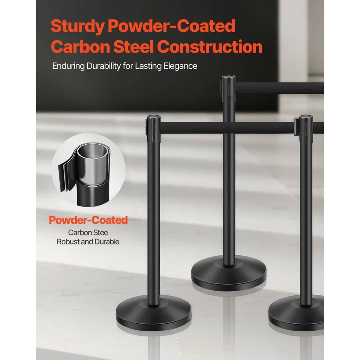 6pcs Crowd Control Stanchions with 6.5ft Retractable Belt
