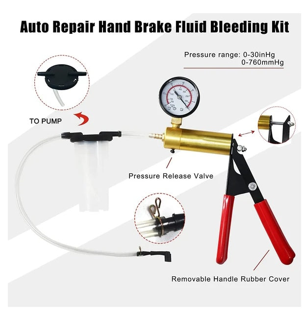 Hand Held Vacuum Pressure   Tester Set Brake Fluid Bleeder Bleeding Kit   Box