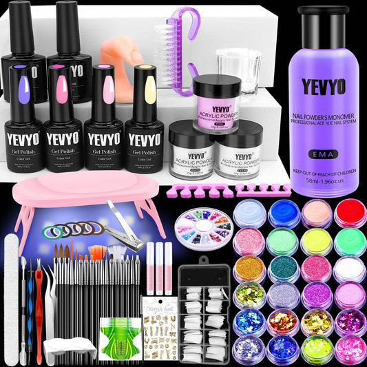 Acrylic Nail Kit W UV Light,w 24 Glitter Colors Acrylic Powder Monomer Liquid