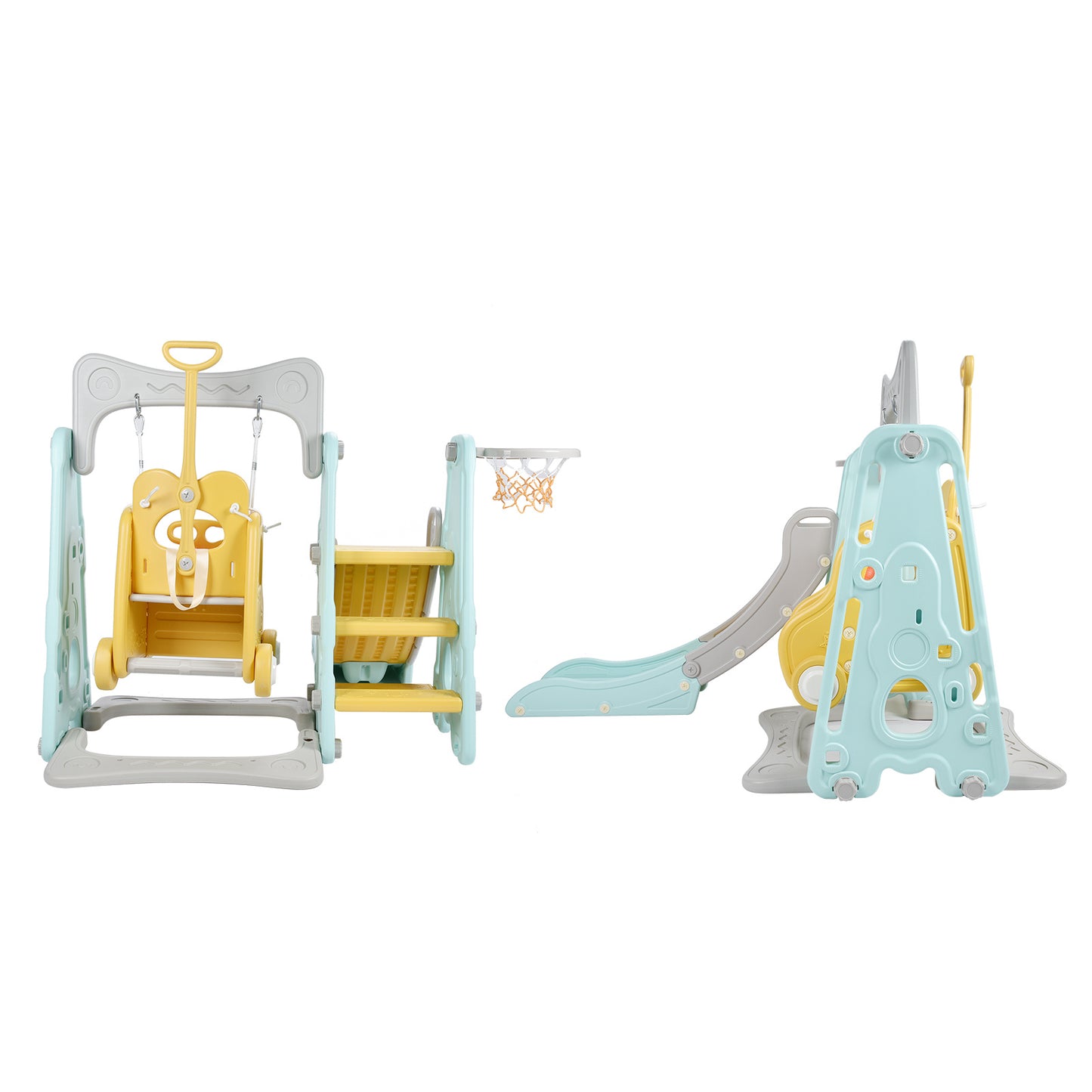 Kids Baby Toddler Climber Swing Set Long Slide Children Play Area for Outdoor IndoorStyle 1 Green
