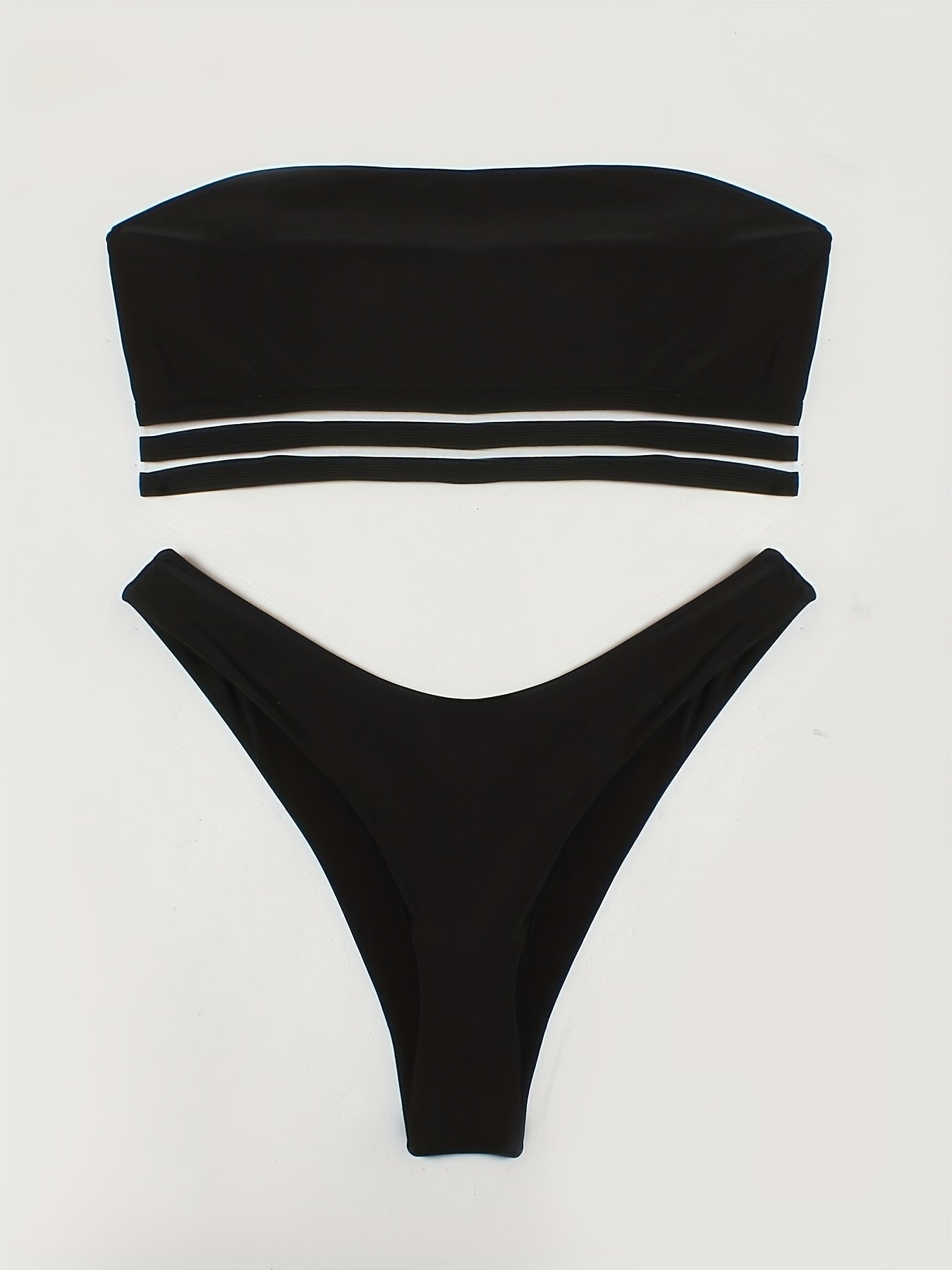 Women's Bikini Set - Sexy Strapless Solid-color Swimsuit Set For Beach Style.
