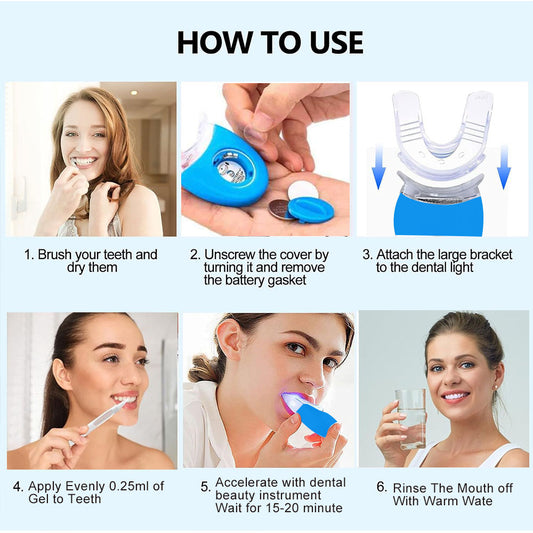 Teeth Profession Kit - 5X LED Light Tooth With 3pcs Pens,1 Desensitization Pen,1 Mouth Trays Restores Your White Smile,pefect Gift For Girlfriend
