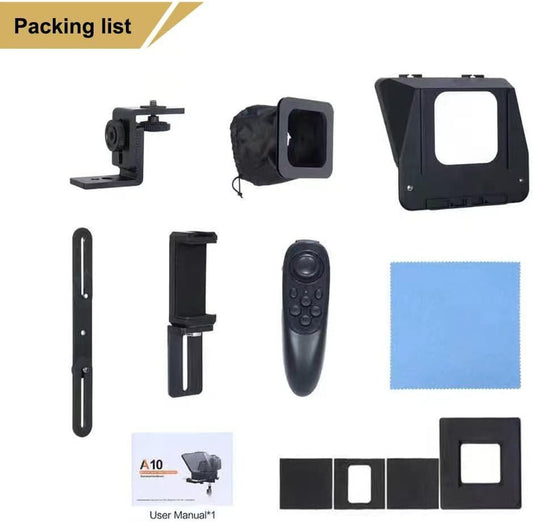 Portable Smartphone SLR Camera Teleprompter With Mobile Phone Holder Remote Control Video Recording Live Interview Stage Speech Video Production Tool