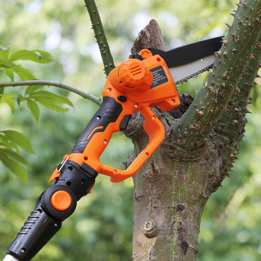 2-in-1 Cordless Pole Saw & Mini Chainsaw, 20V 4Ah Battery Pole Chainsaw, Cutting Capacity 8 Ft Reach Pole Saw For Branch Cutting & Tree Trimming Battery And Blade Cover Included