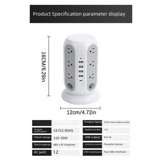 Home Multifunctional Five-hole USB Fast Charging Socket With Wire American Standard Plug, With Overload Protection Function