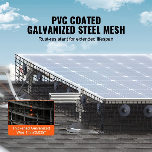 8InchX100ft Solar Panel Bird Guard, Critter Guard Roll Kit With Rust-proof PVC Coating, Solar Panel Guard With 50pcs Tire Wires,