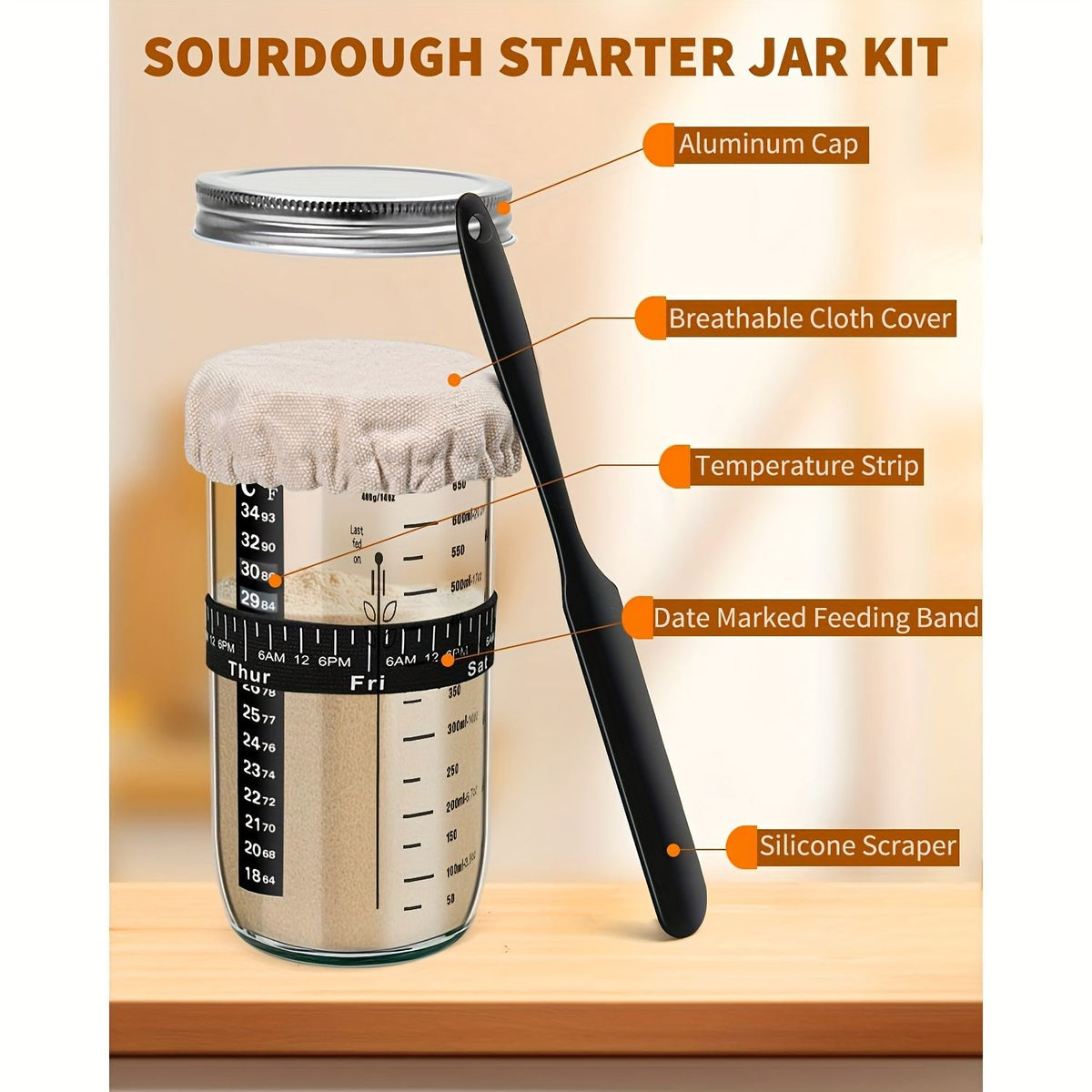 94-Piece Sourdough Bread Starter and Proofing Basket Baking Kit