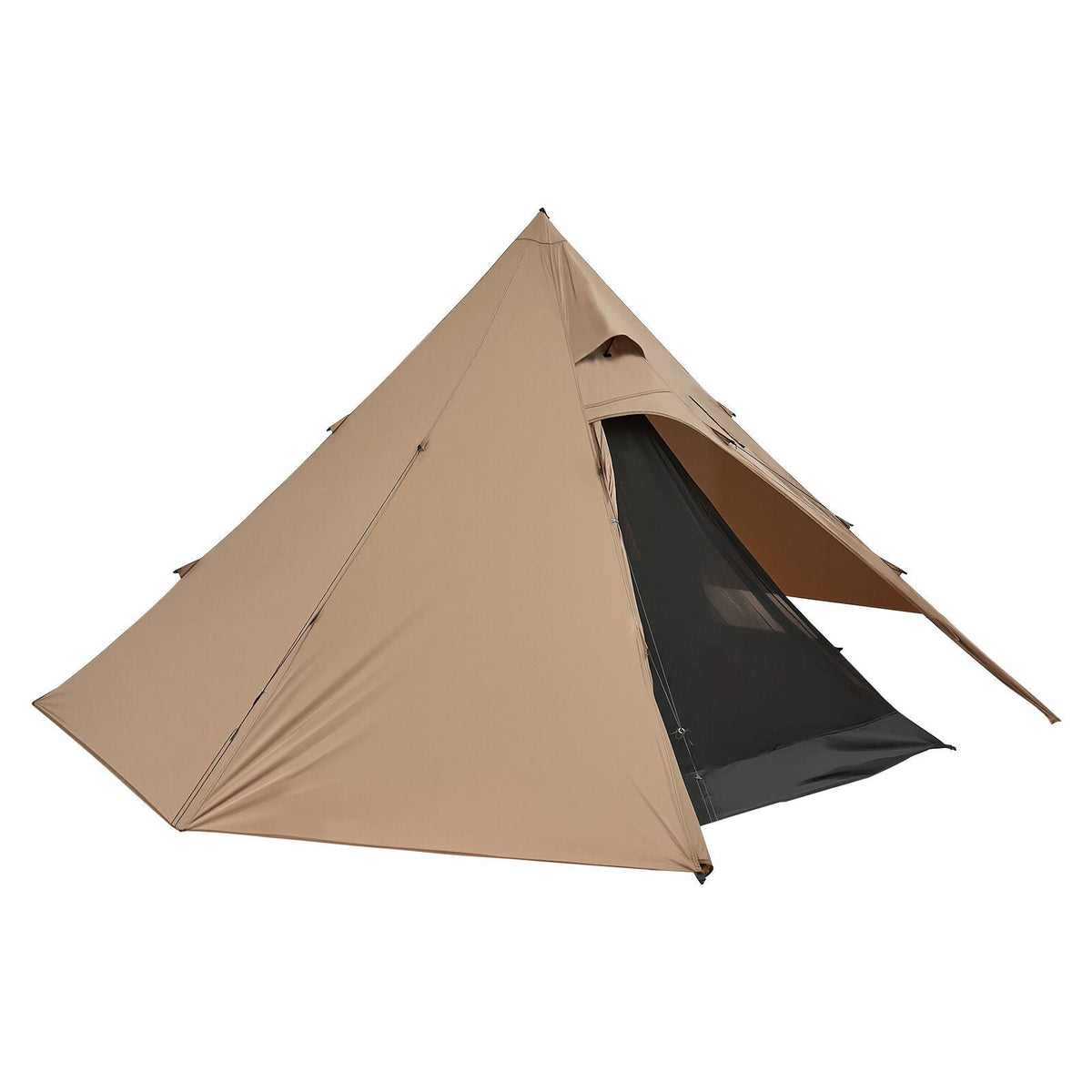 Polyester 4-Person Camping Tipi Hot Tent with Stove Jack and Inner Tent
