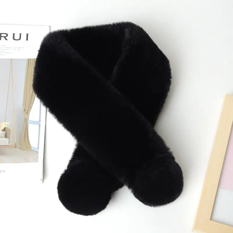 Faux Rabbit Fur Plush Scarf for Women - Winter Warmth