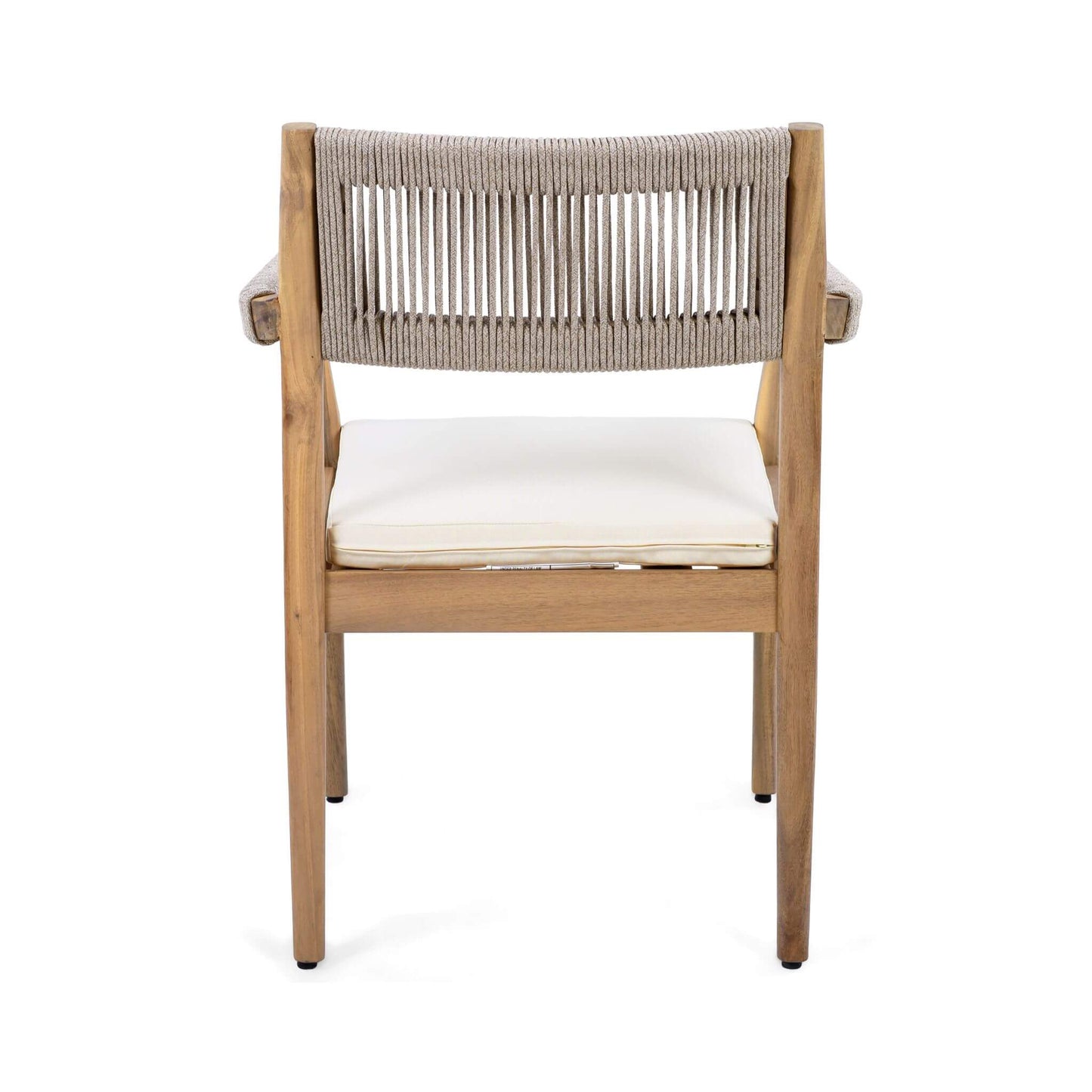 Premium 5-Piece Outdoor Acacia Wood Patio Furniture Set With Braided Dining Chairs, Cushions, And Dining Table (SAK26754)
