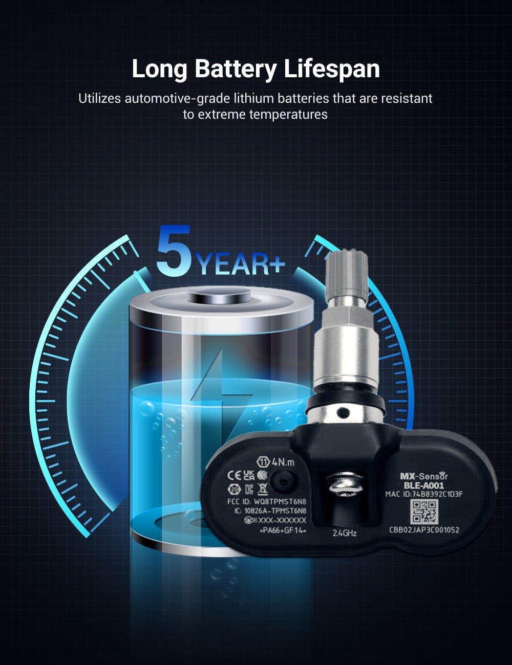 BLE Bluetooth Tire Pressure Monitoring Sensor(TPMS) for Model 3/Y/S/X