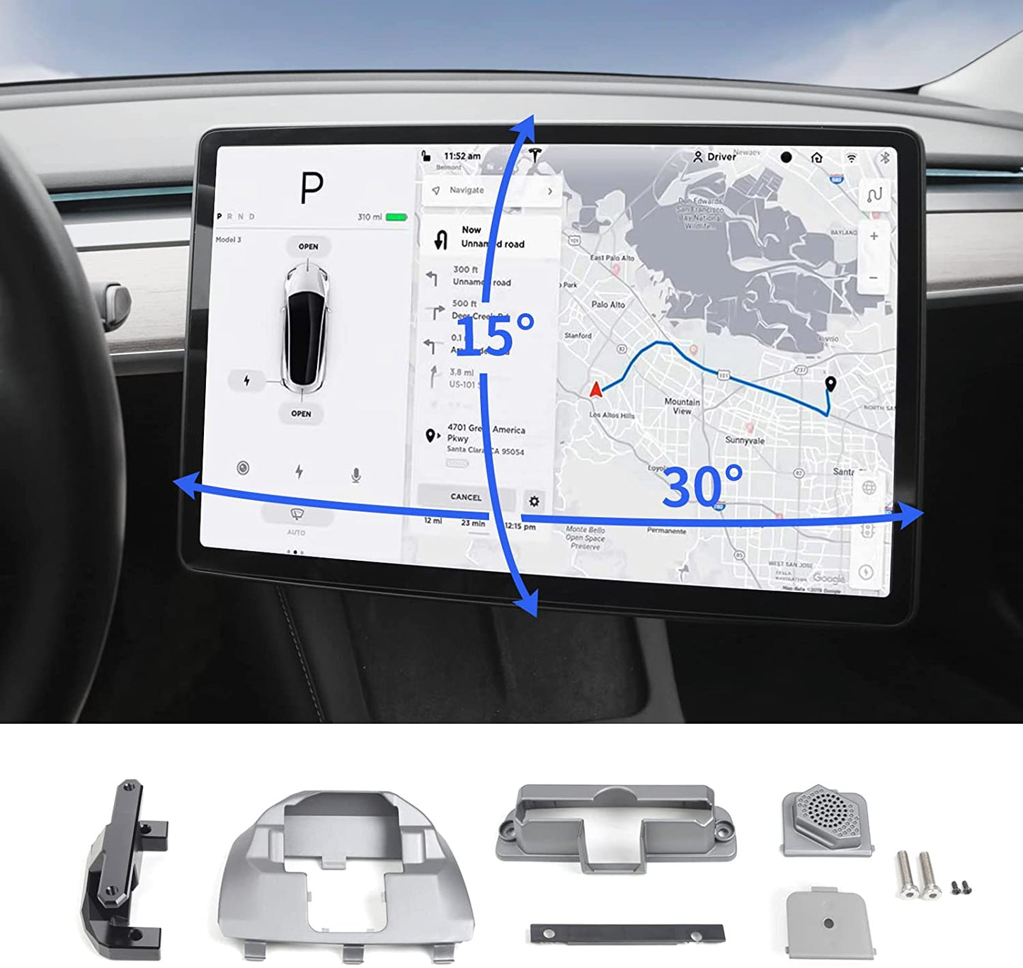 Model Y / Model 3 Highland Screen Swivel Rotating Mount Kit (Fits RHD & LHD) |